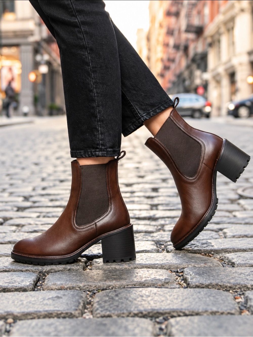 Thursday Boot Co Knockout Chelsea Leather Heeled Boots Chocolate Brown Size 10